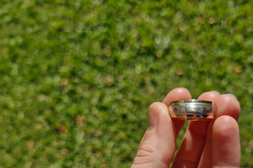 Custom mokume gane mens wedding ring brisbane