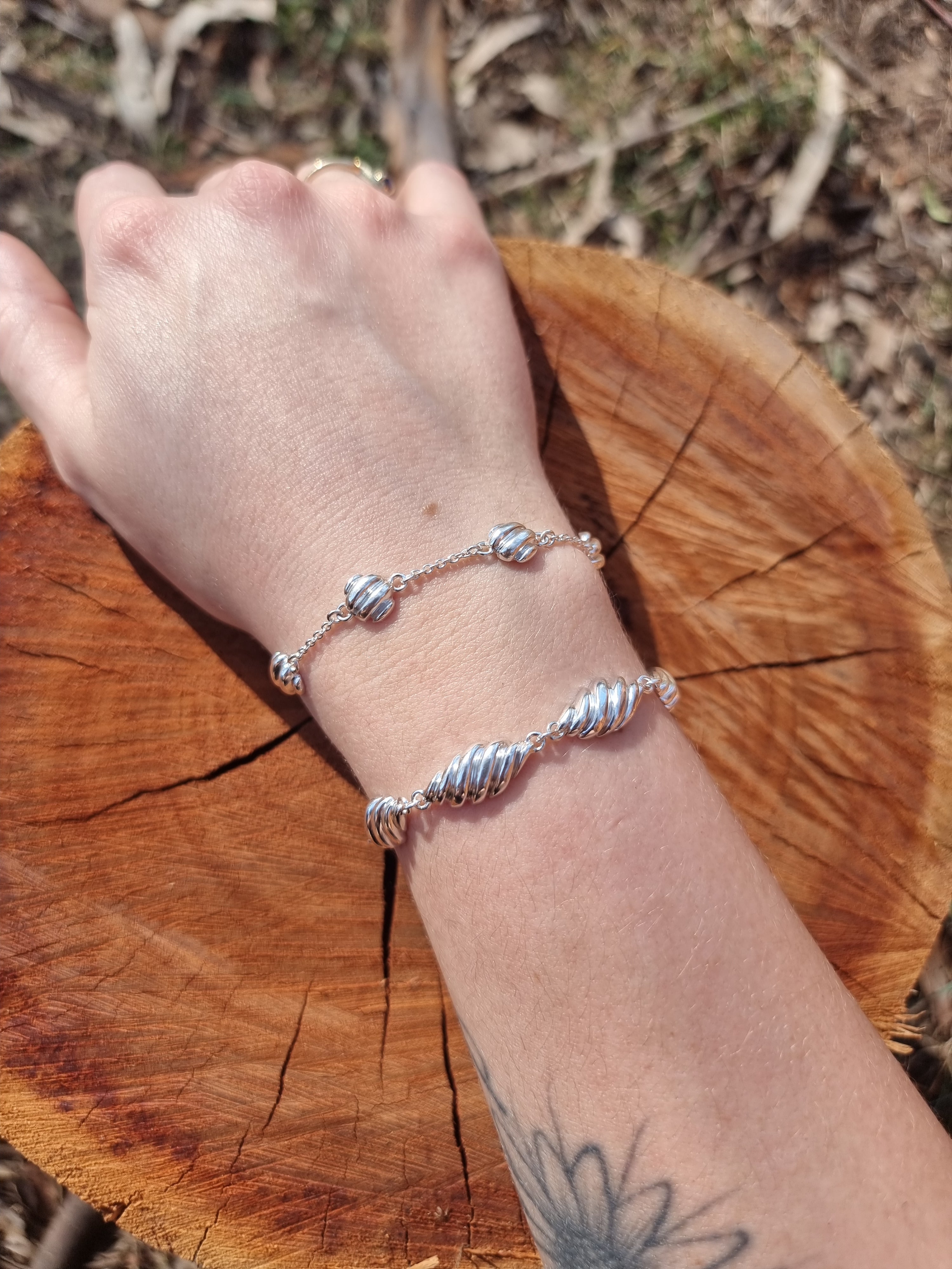 Organic Seashell Silver Bracelet Brisbane