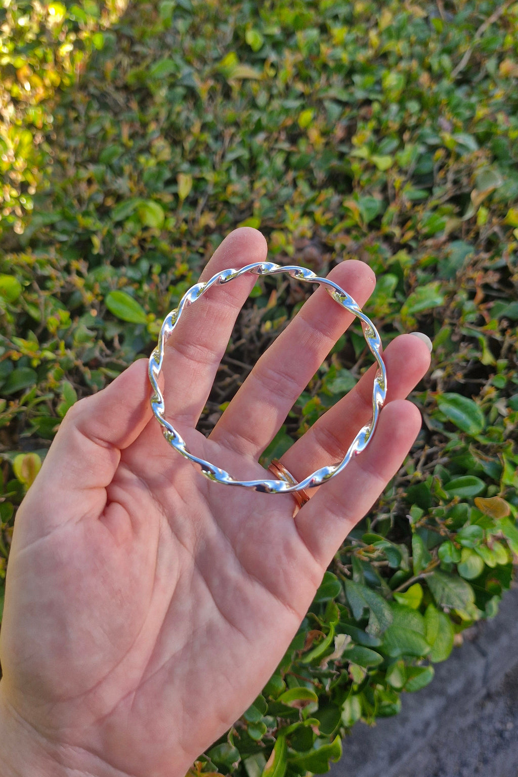 Polished Silver Twisted Bangle Brisbane
